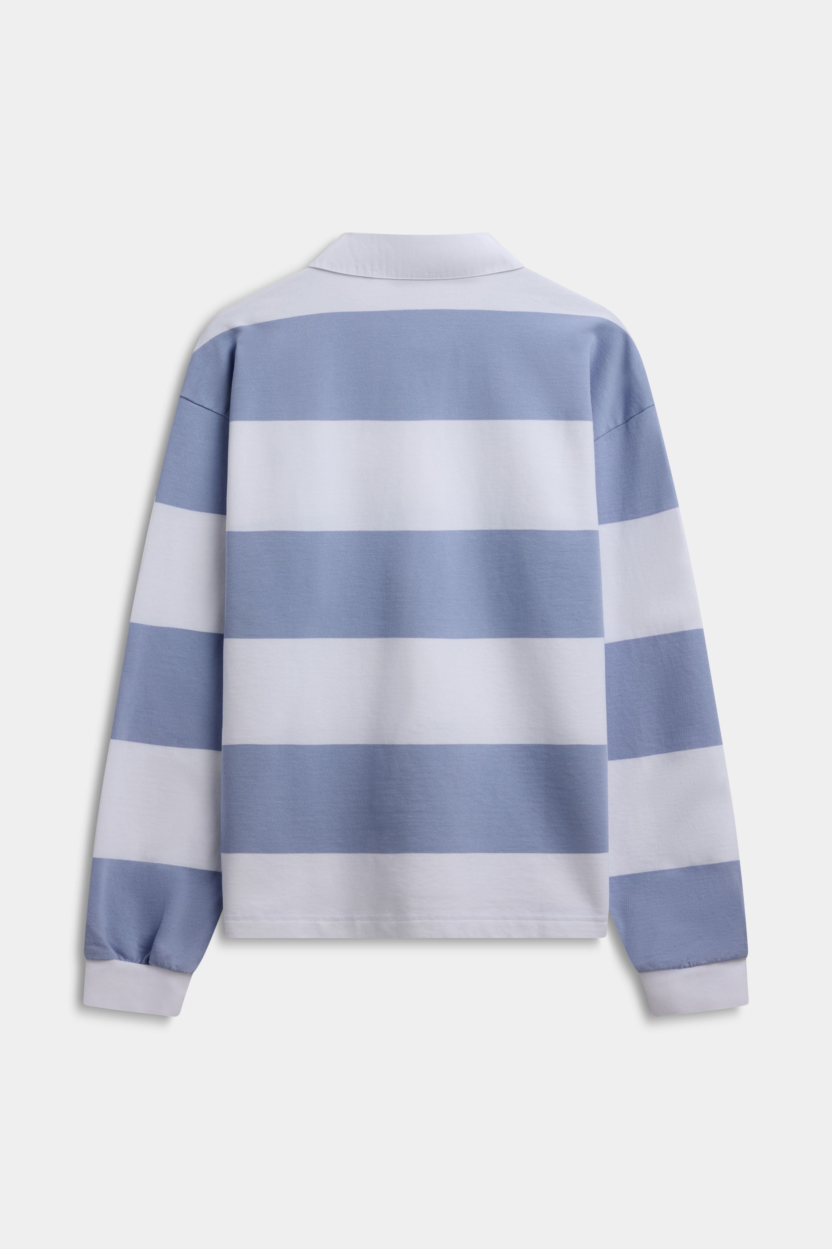 W. Cotton Rugby Shirt - Stripes White/Vintage Blue